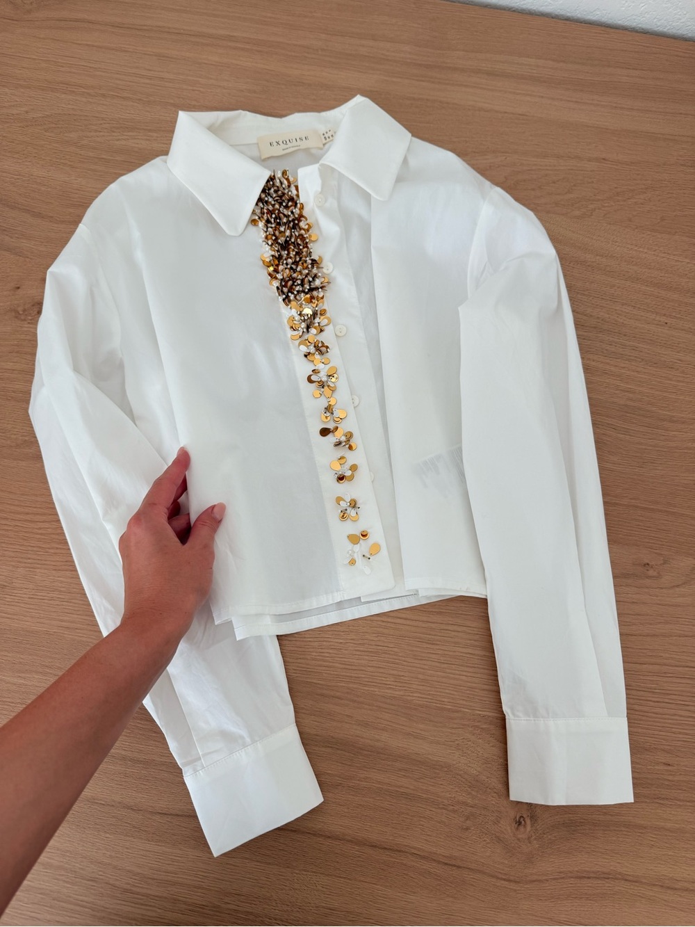 White Embellished Button-Up Shirt | Elegant Statement Blouse